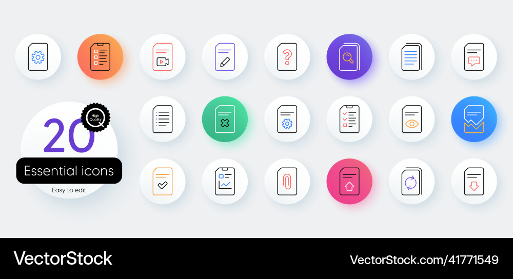 Document line icons report checklist and copy Document line icons report checklist and copy vector image