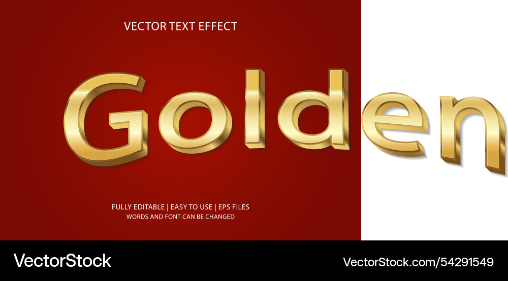 Golden text effect is fully editable and easy Golden text effect is fully editable and easy Vector Image