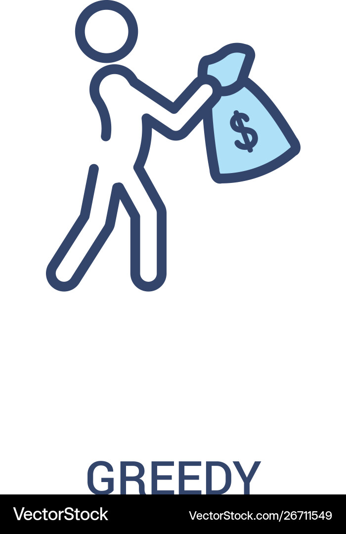 Greedy concept 2 colored icon simple line element Greedy concept 2 colored icon simple line element vector image