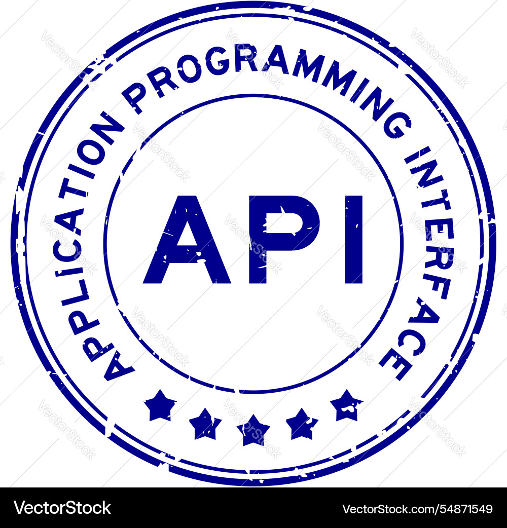 Grunge blue api application programming interface Grunge blue api application programming interface vector image