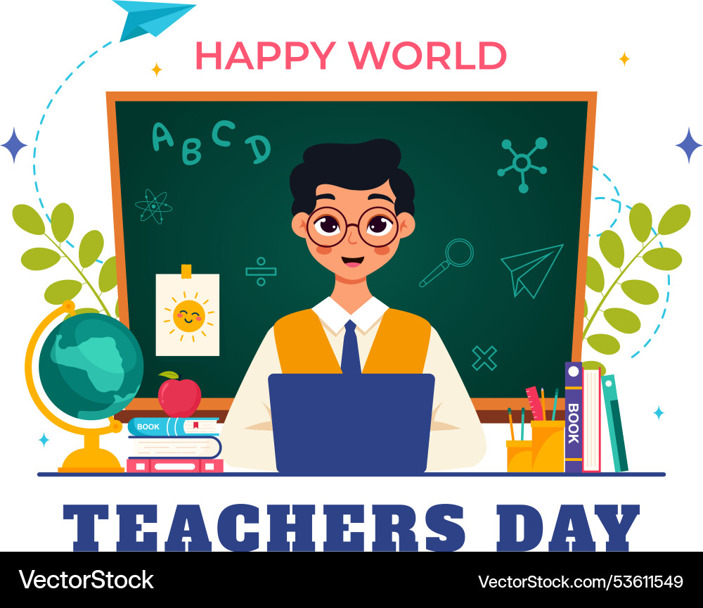 Happy teachers day featuring school supplies Happy teachers day featuring school supplies vector image