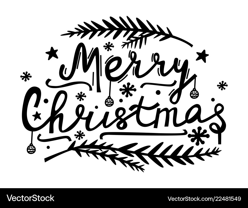 Merry christmas hand lettering doodle style Merry christmas hand lettering doodle style vector image