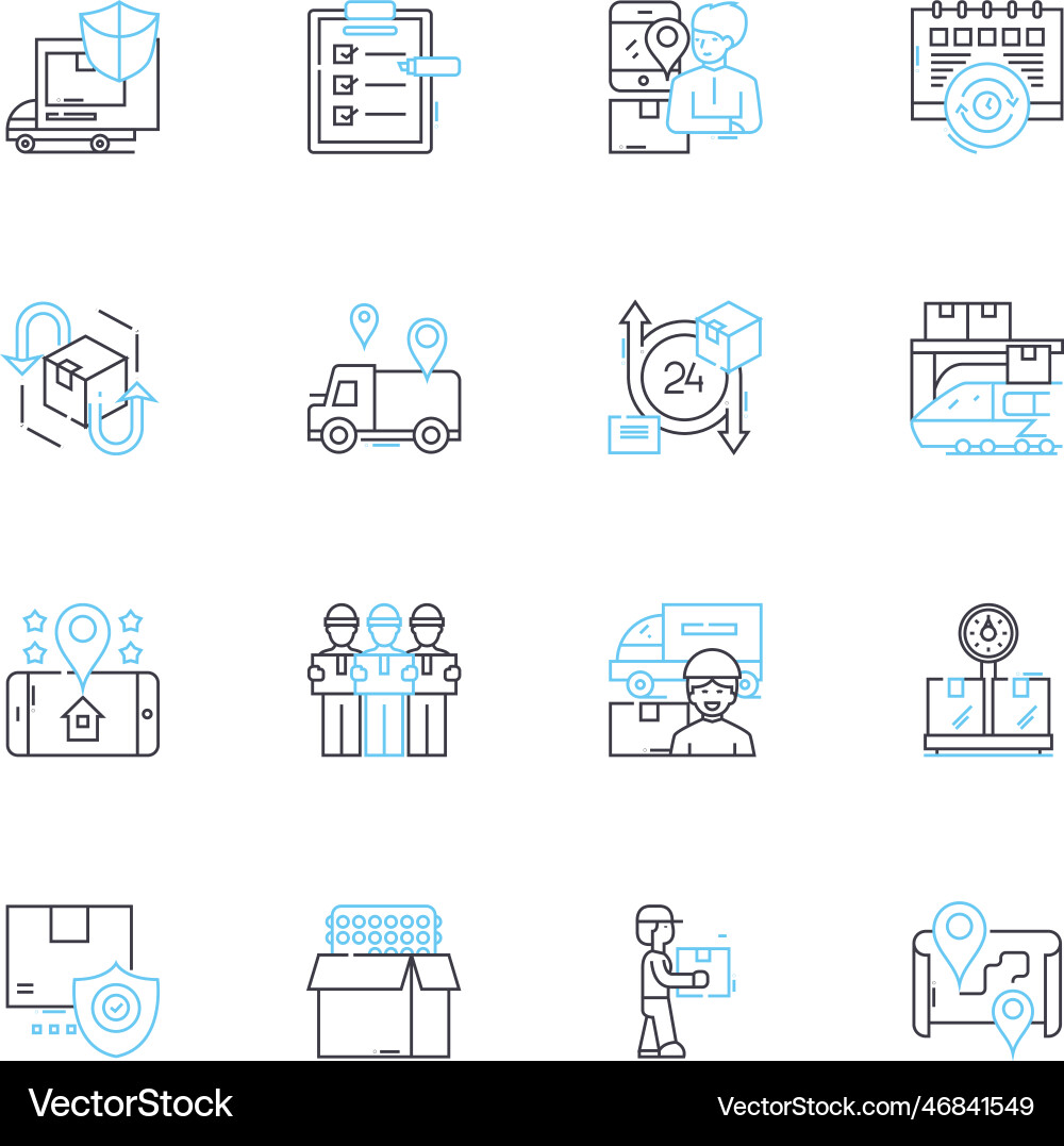 Prompt delivery linear icons set swiftness vector image
