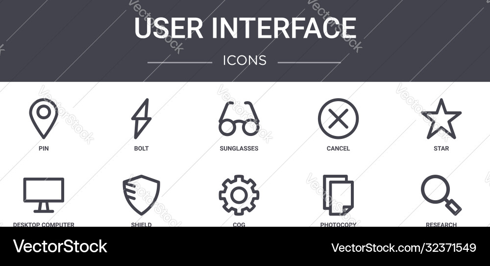 User interface concept line icons set contains User interface concept line icons set contains vector image