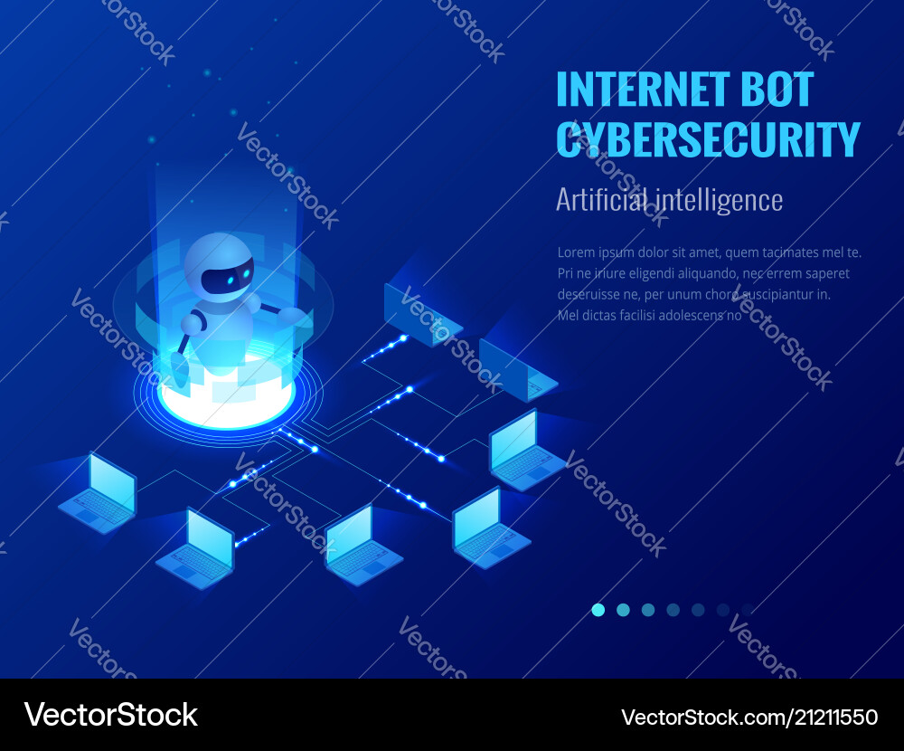 AI Cybersecurity & Bot Network vector image