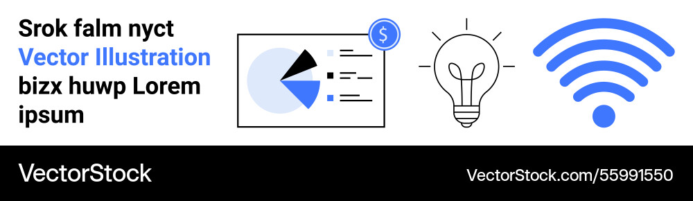 Analytics chart lightbulb and wireless symbol Analytics chart lightbulb and wireless symbol vector image