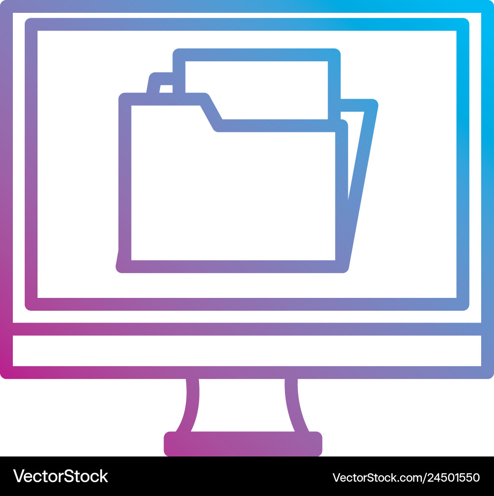 Computer display with folder Computer display with folder Vector Image