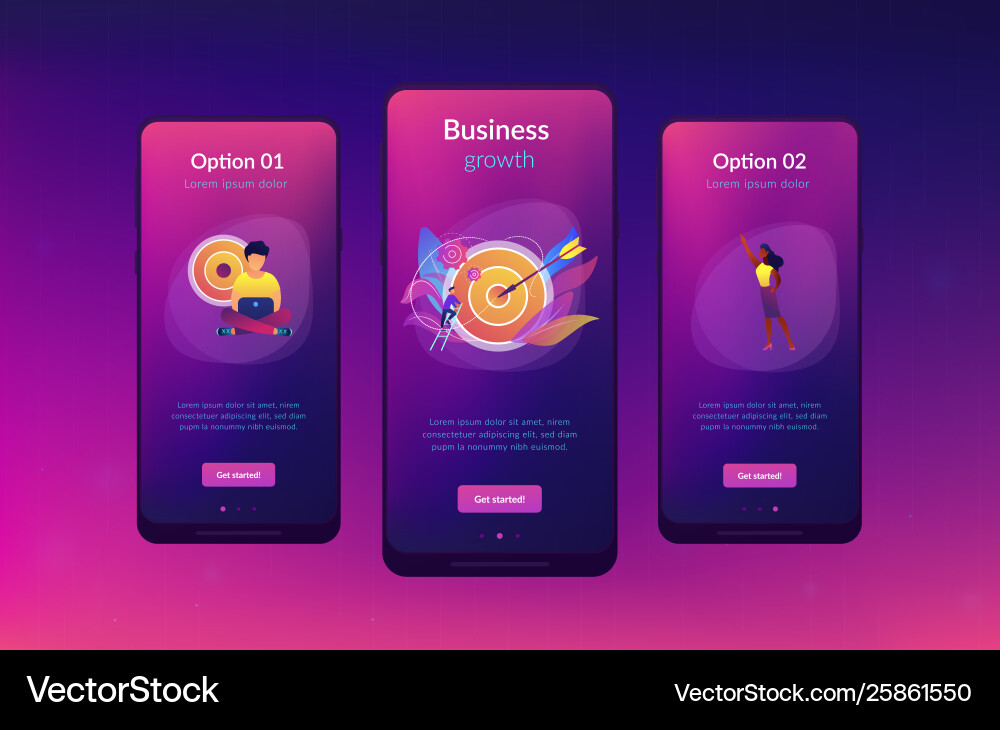 Goals and objectives app interface template Vector Image