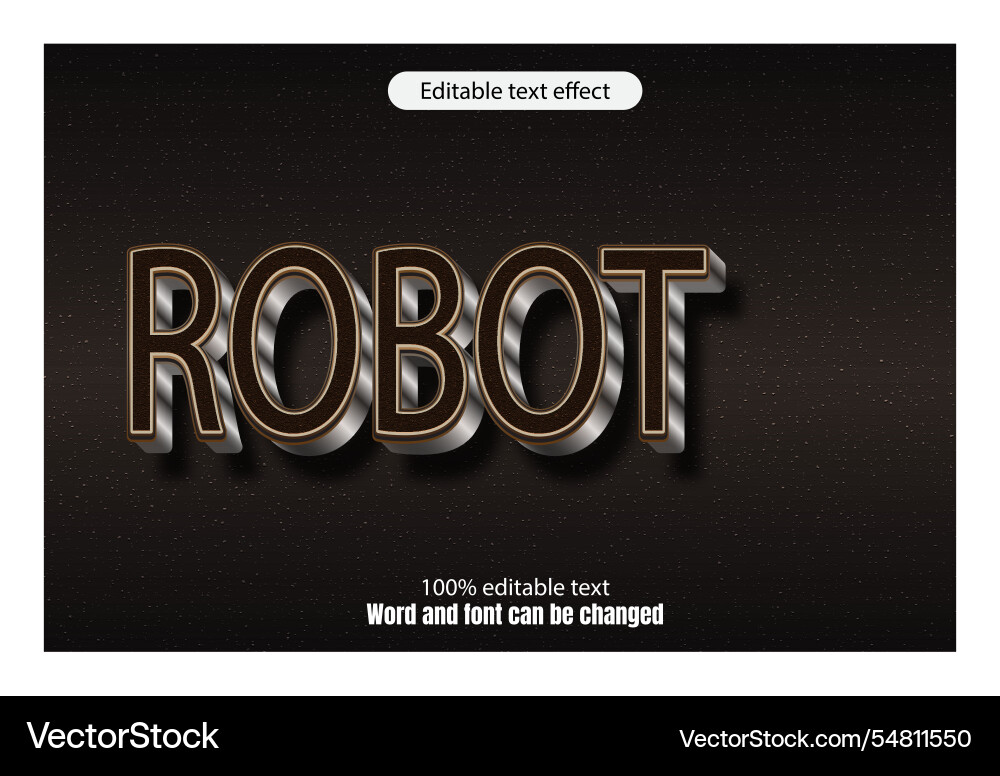Robot editable text effect 3d emboss mode rent Robot editable text effect 3d emboss mode rent vector image