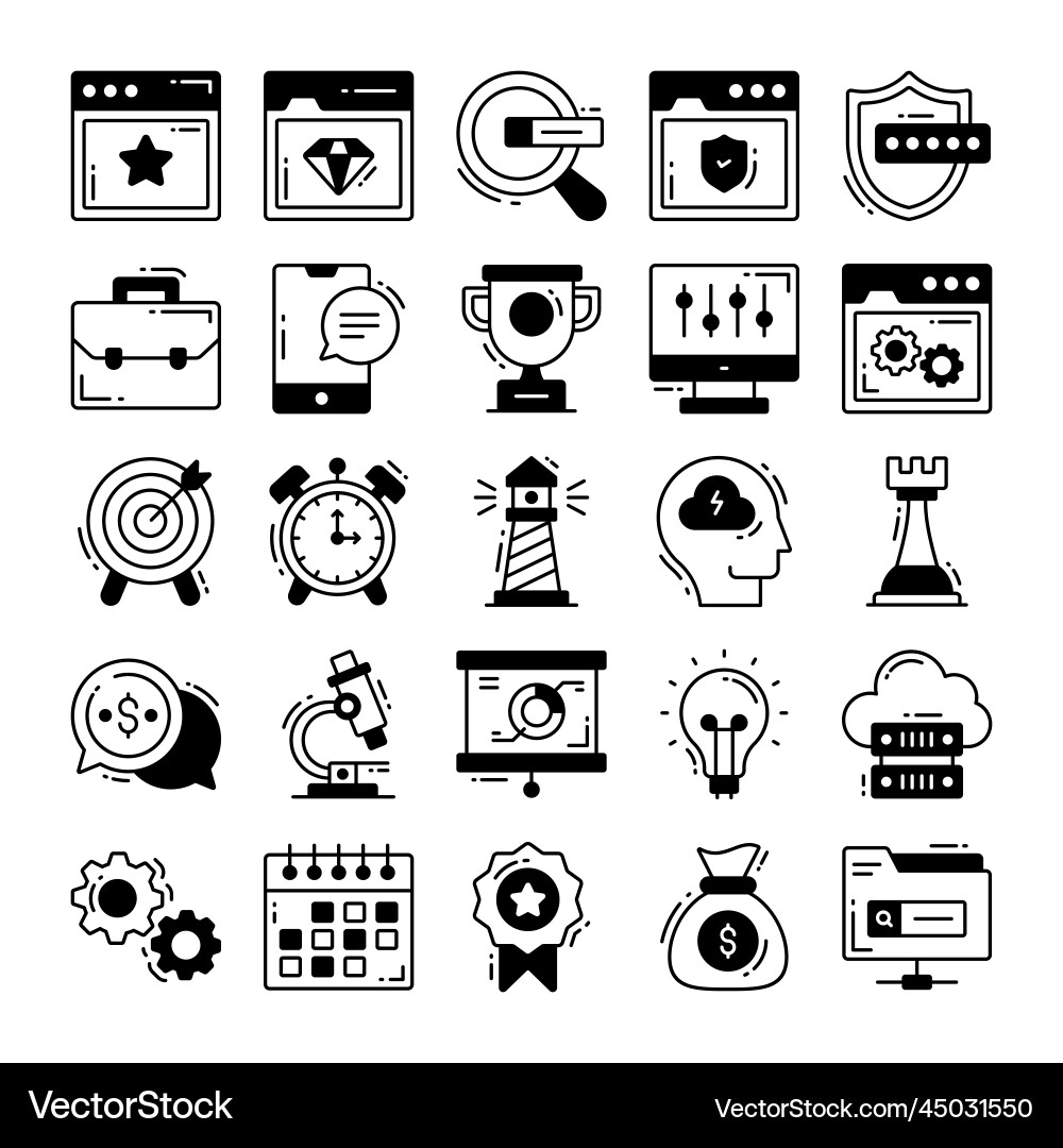 Set of seo icons for web design development vector image