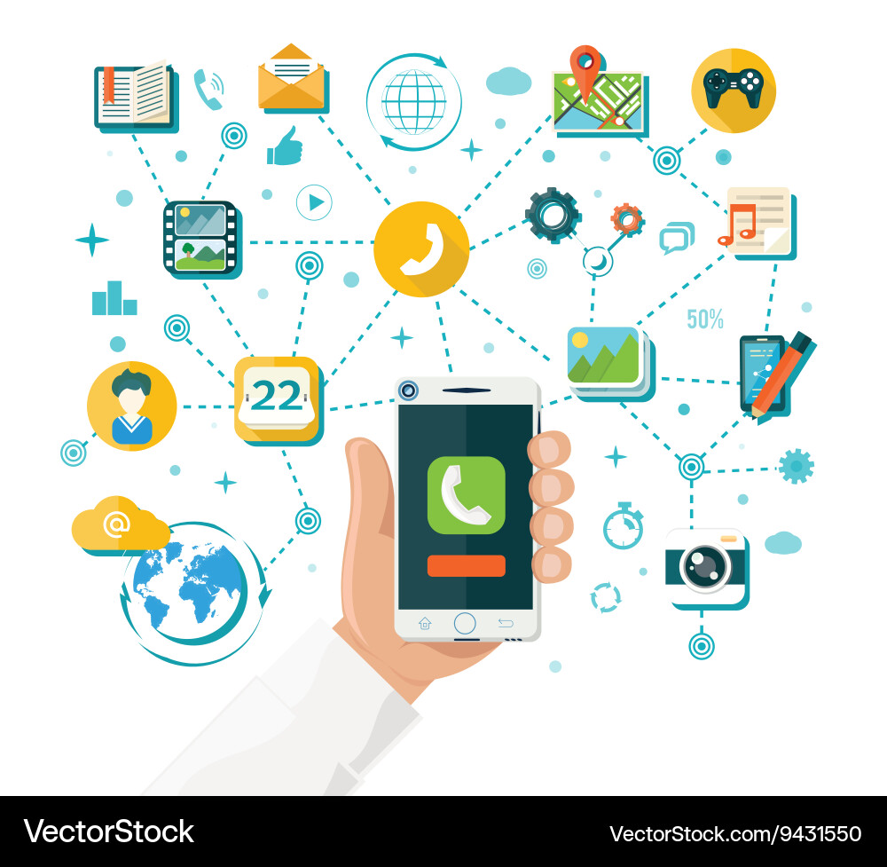 Smartphone functions and content vector image