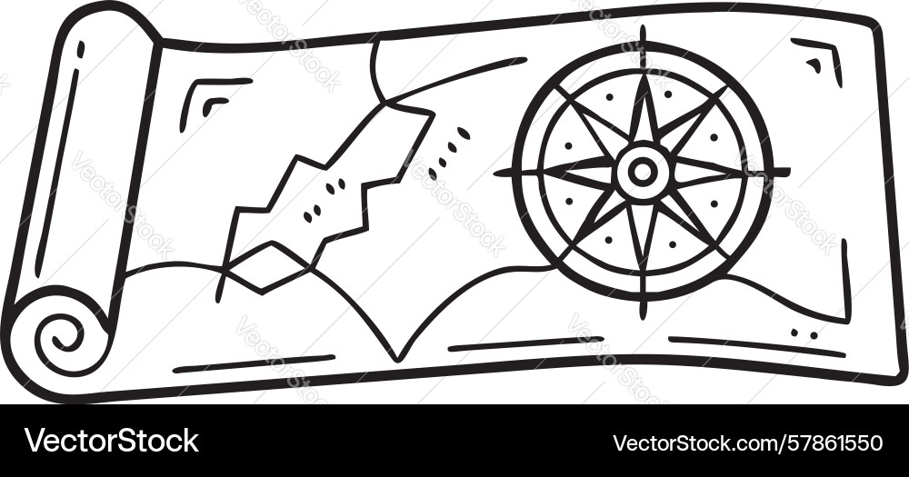 Vintage map scroll with intricate design Vector Image