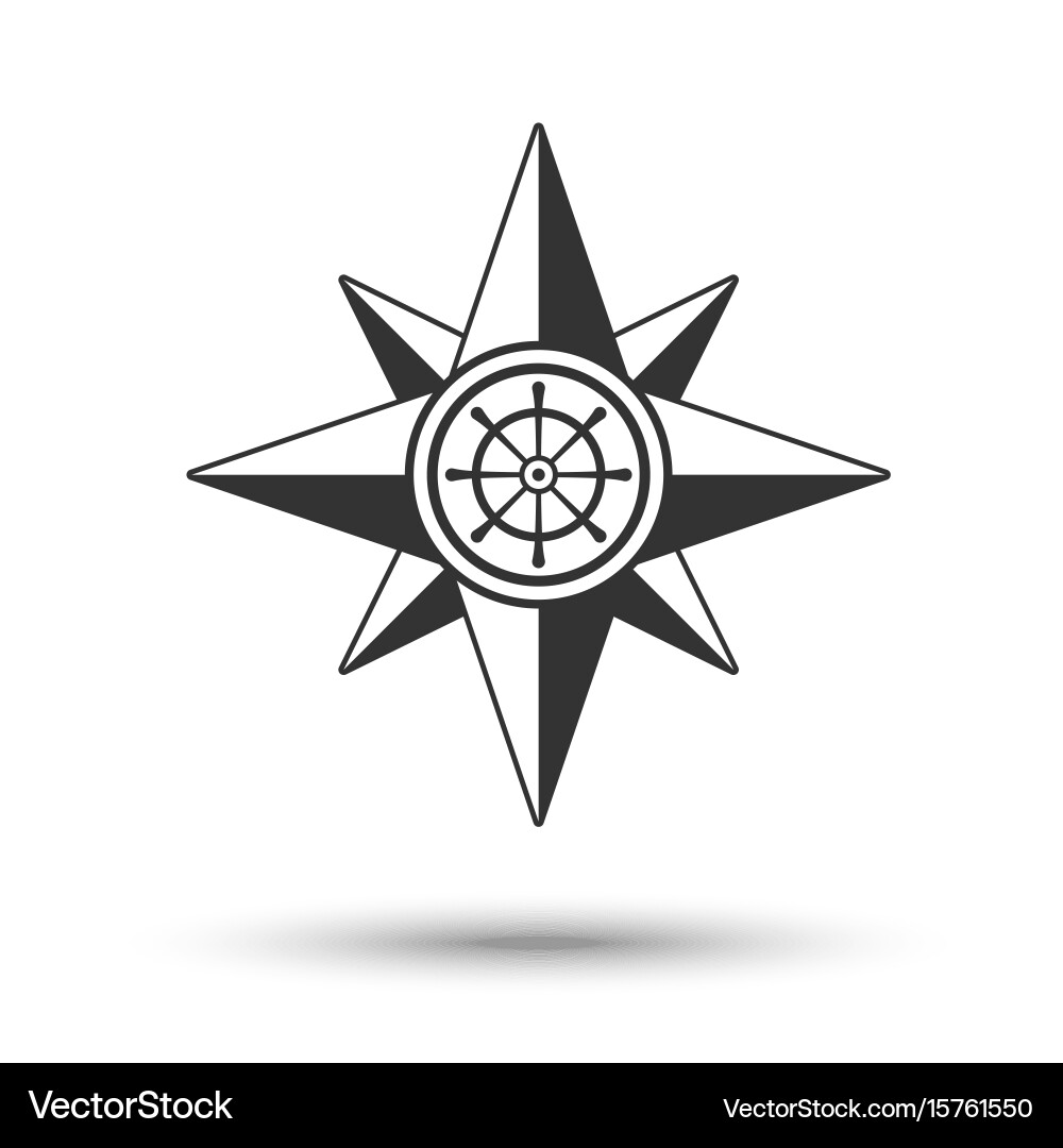 Wind rose compass icon in dark grey color Vector Image