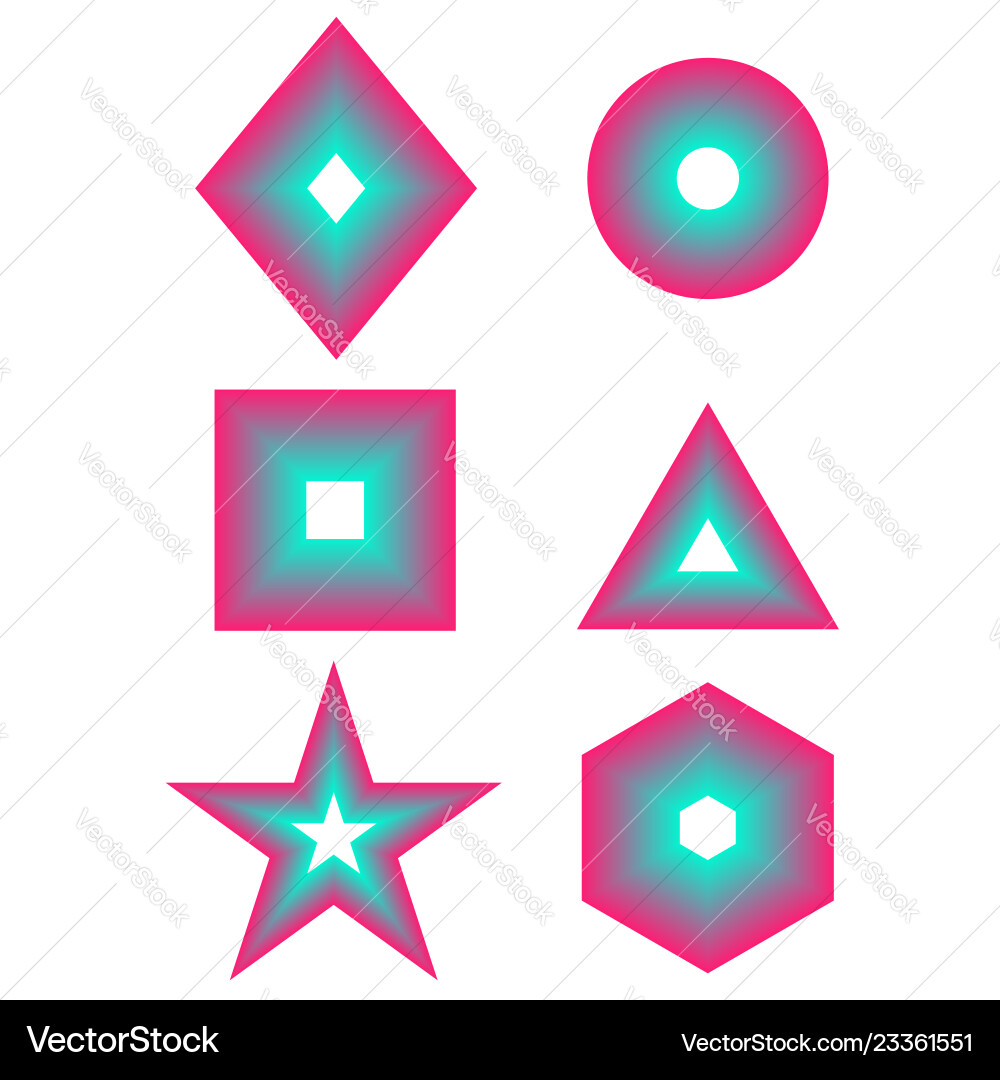 Basic simple gradient geometric shape set - square Basic simple gradient geometric shape set - square vector image