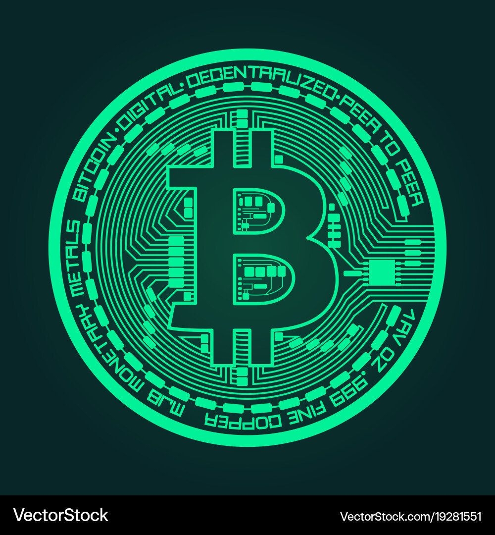 Bitcoin Crypto Currency Green Coin – Royalty-Free Vector | VectorStock