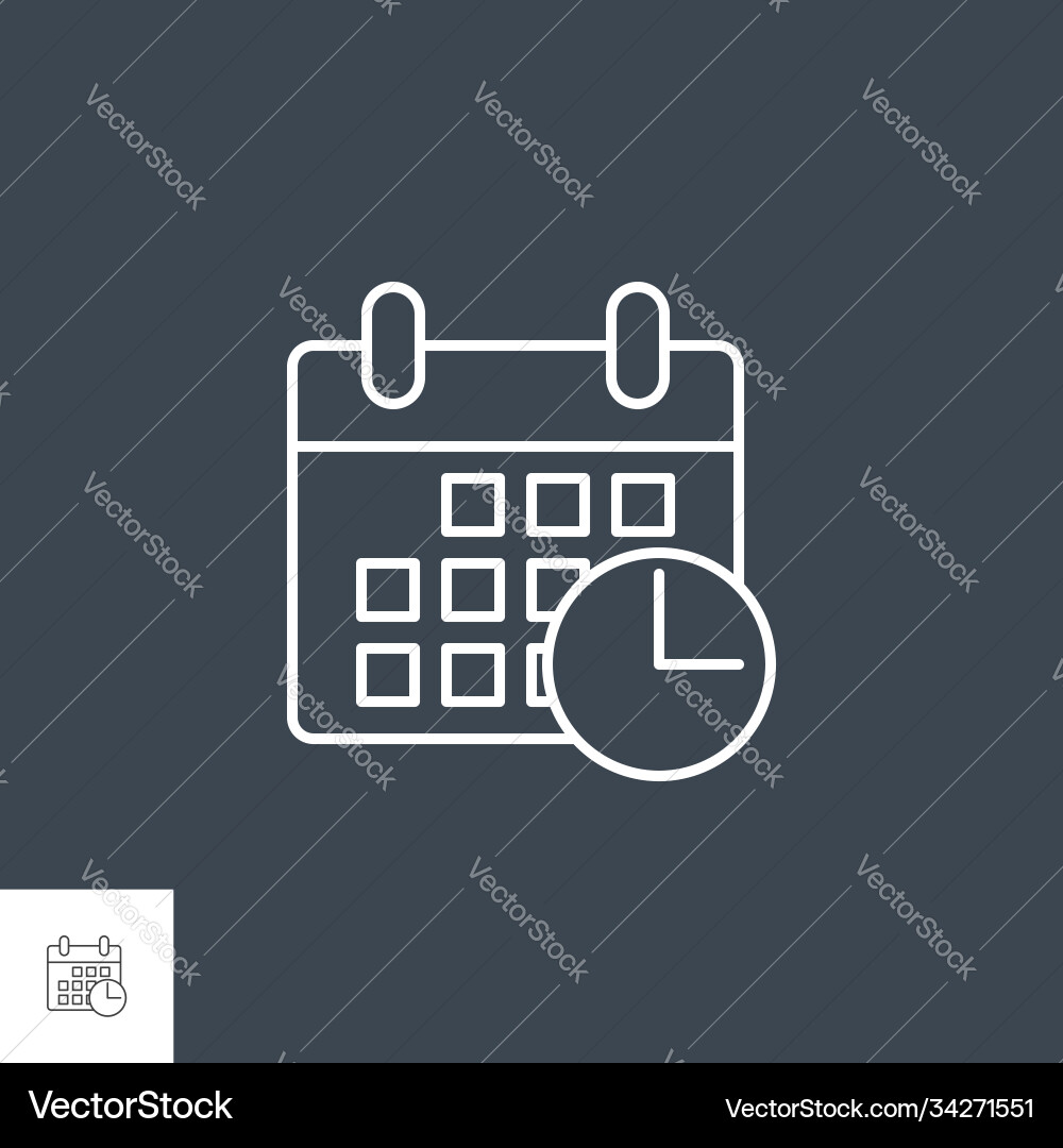 Calendar with clock related line icon Calendar with clock related line icon vector image