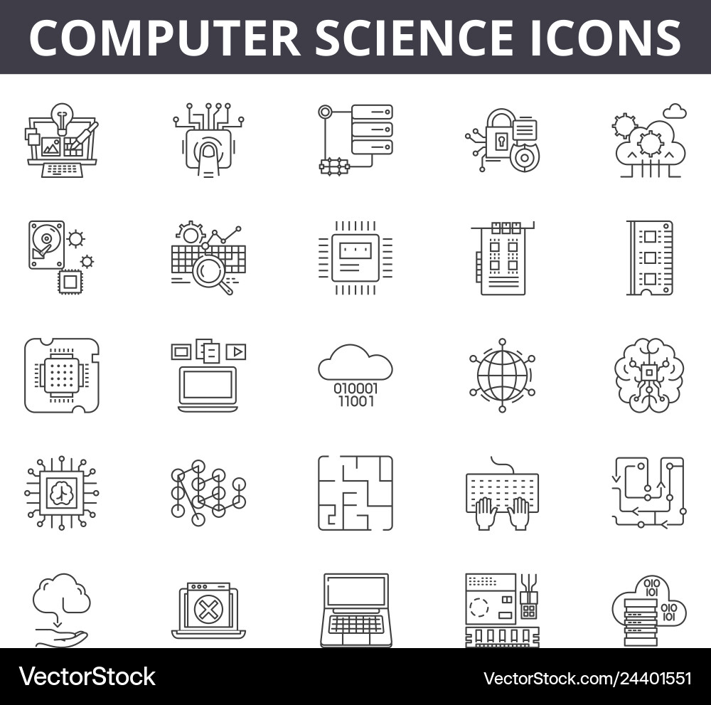 Computer Science Line Icons - Tech & Digital vector image