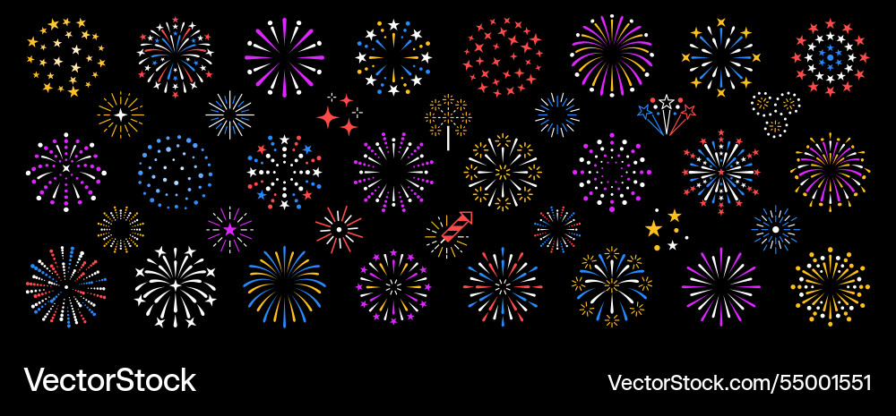 Exploding Fireworks Set vector image