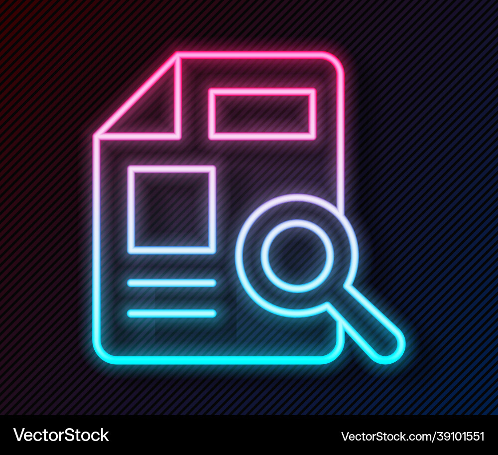 Glowing neon line document with graph chart icon vector image