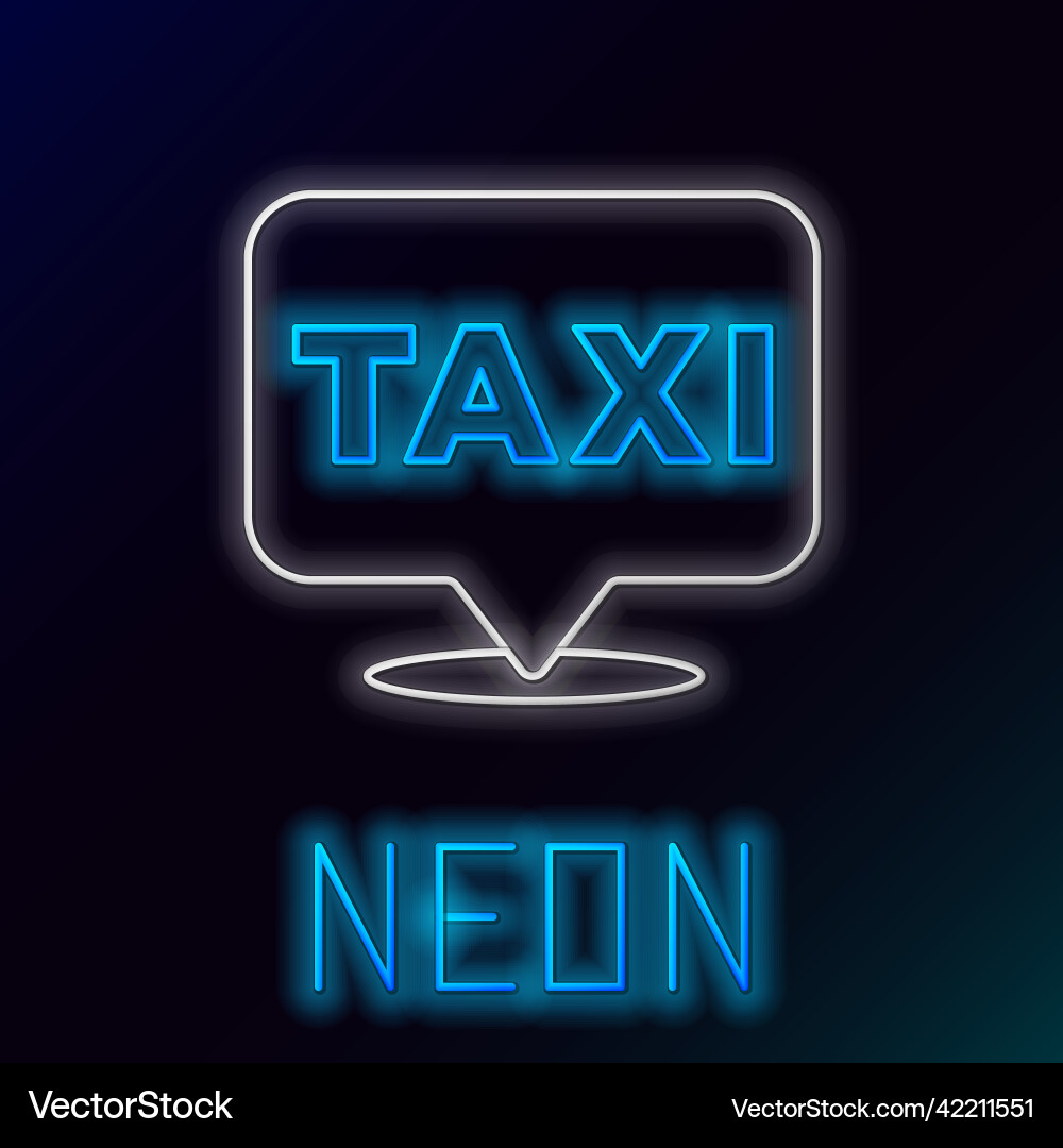 Glowing neon line map pointer with taxi icon Glowing neon line map pointer with taxi icon vector image