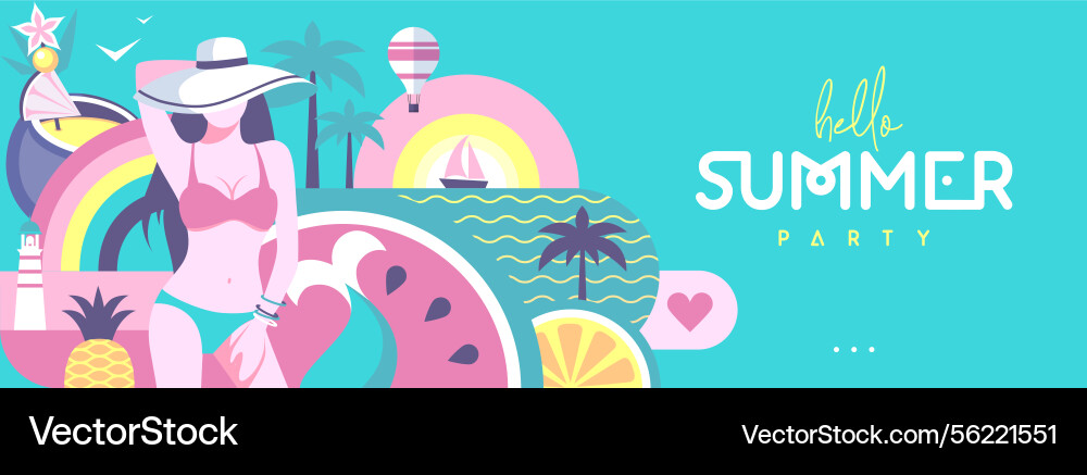 Hallo Sommer flach Plakat oder Banner mit Meerjungfrau Hallo Sommer flach Plakat oder Banner mit Meerjungfrau vektorbild