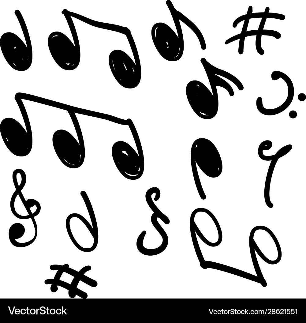 Hand drawn music note element doodle Hand drawn music note element doodle vector image