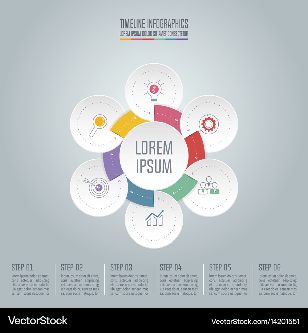 Infografisches Design Business Konzept mit 6 Optionen Vektorbild