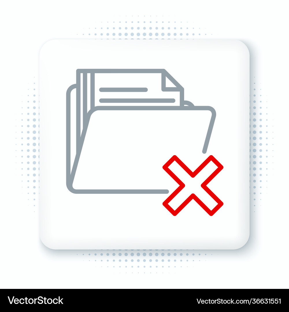 Line delete folder icon isolated on white Line delete folder icon isolated on white vector image