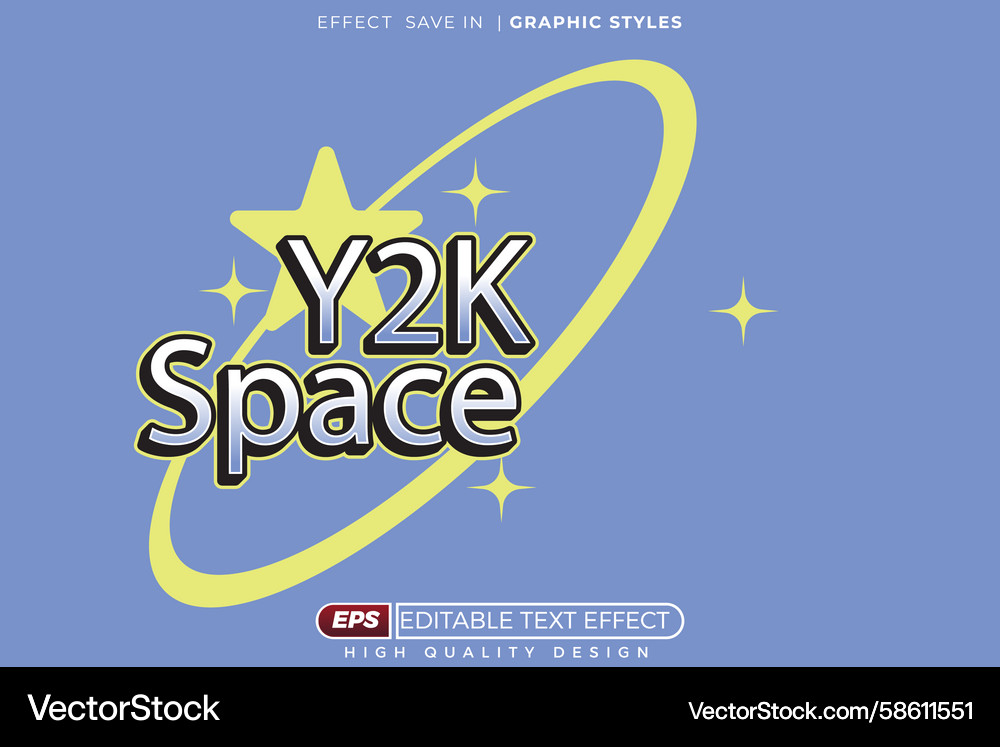 Retro y2k space editable text effect Retro y2k space editable text effect Vector Image