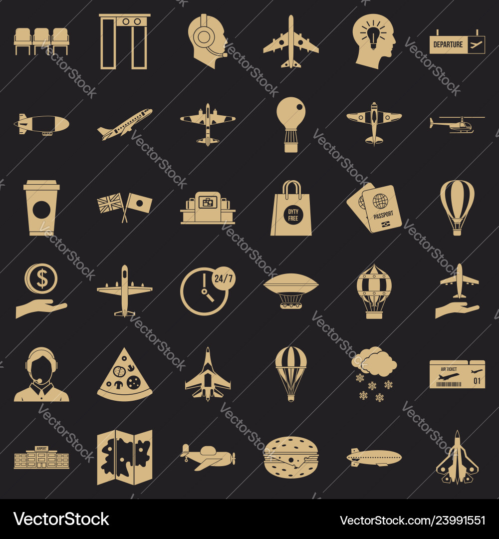 Terminal icons set simple style Vector Image