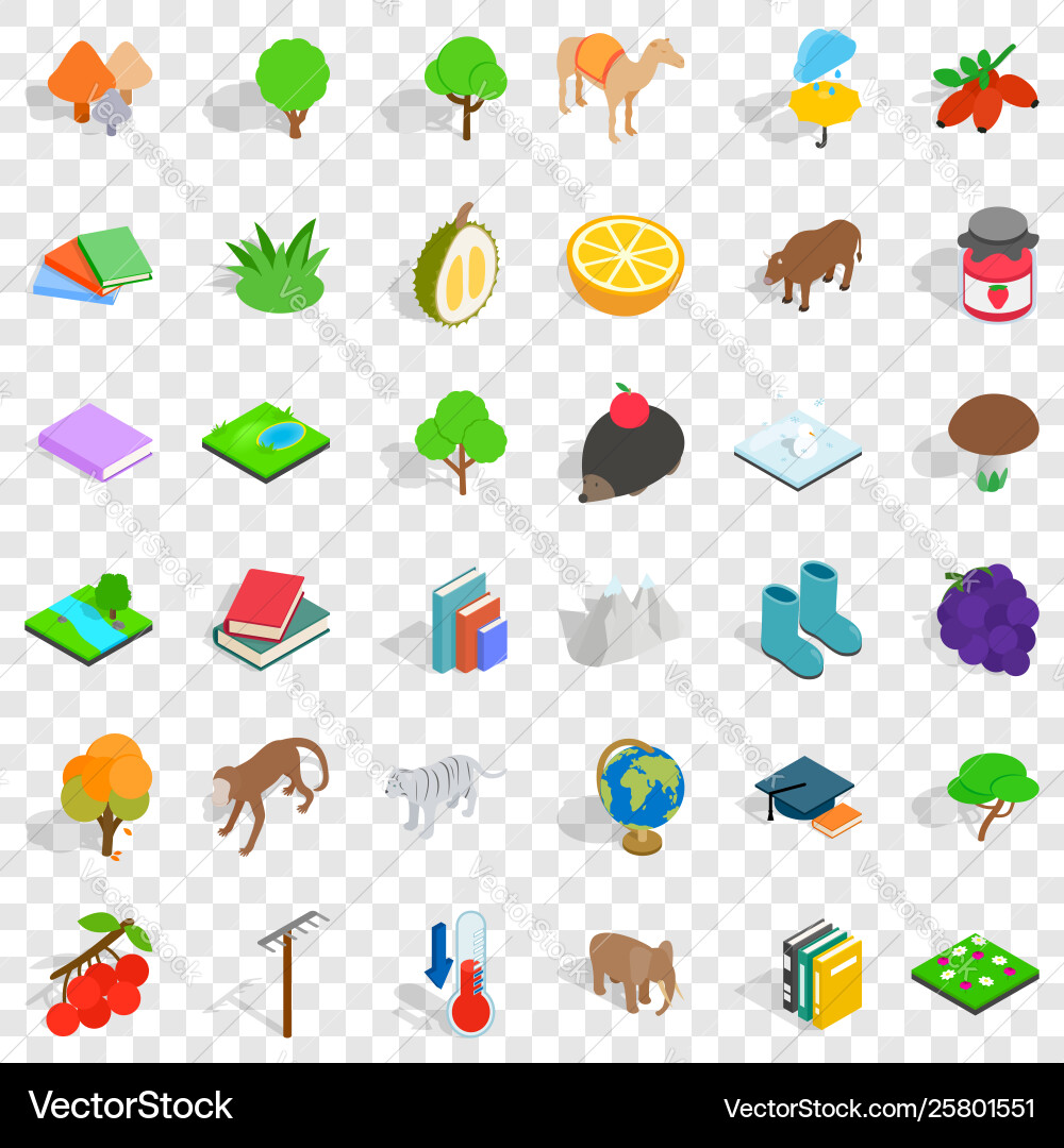 Tree icons set isometric style Tree icons set isometric style vector image