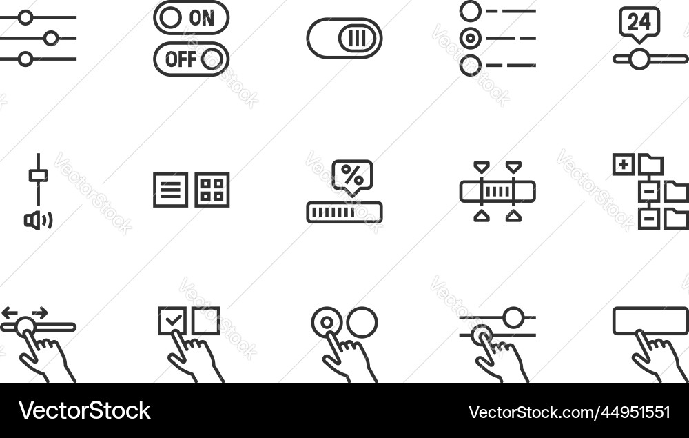 Ui elements line icons Ui elements line icons vector image