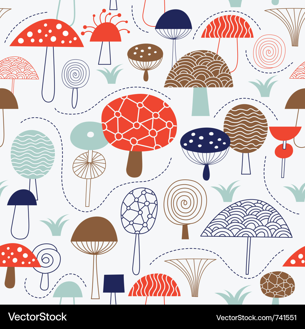 Whimsical Mushroom Pattern Vector Image