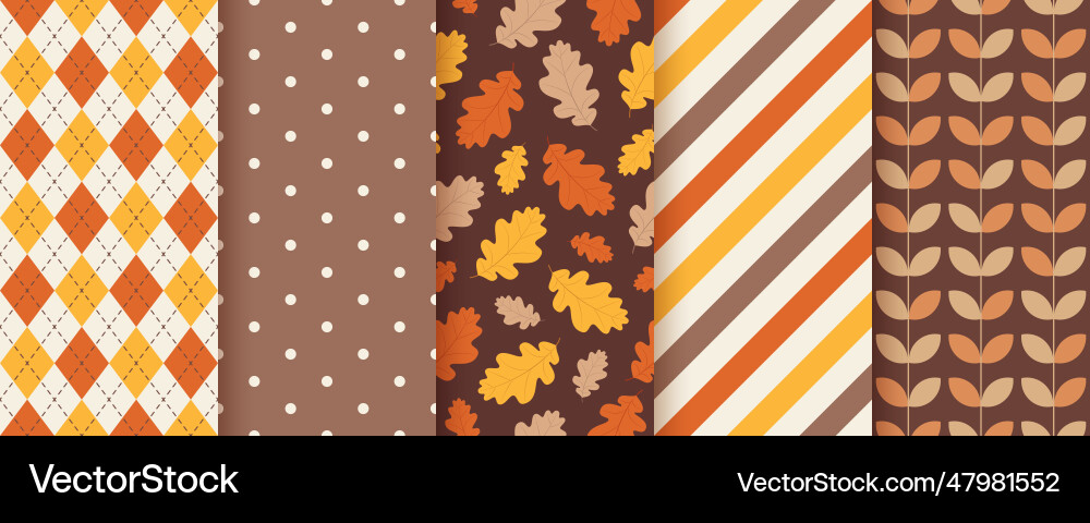 Autumn seamless pattern background with fall vector image