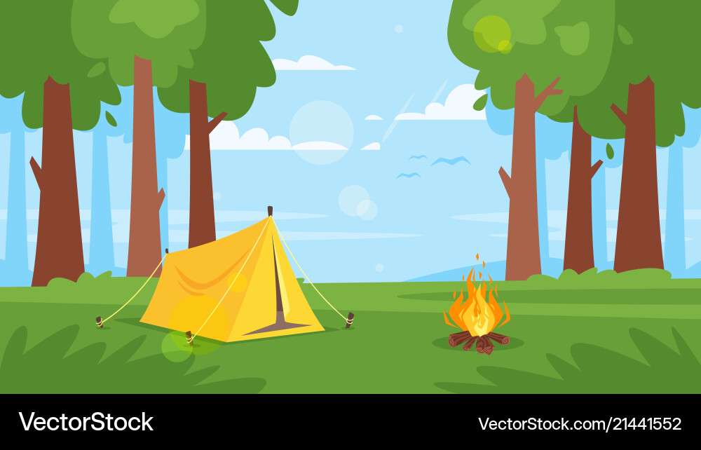 Background with forest camp fire Background with forest camp fire vector image