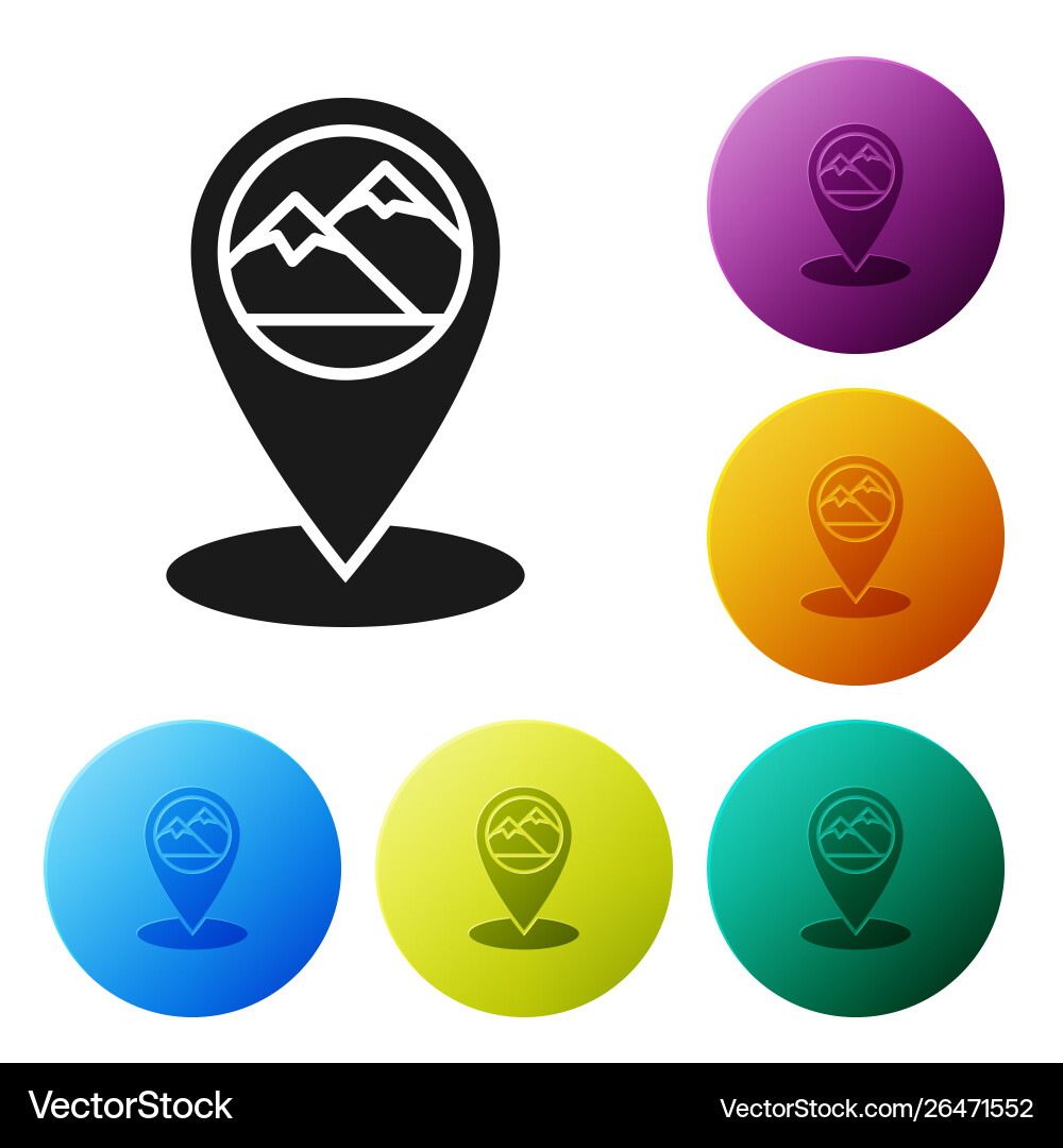 Black map pointer with mountain icon isolated Black map pointer with mountain icon isolated vector image