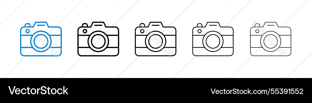 Camera icons in five different stroke sizes Camera icons in five different stroke sizes vector image
