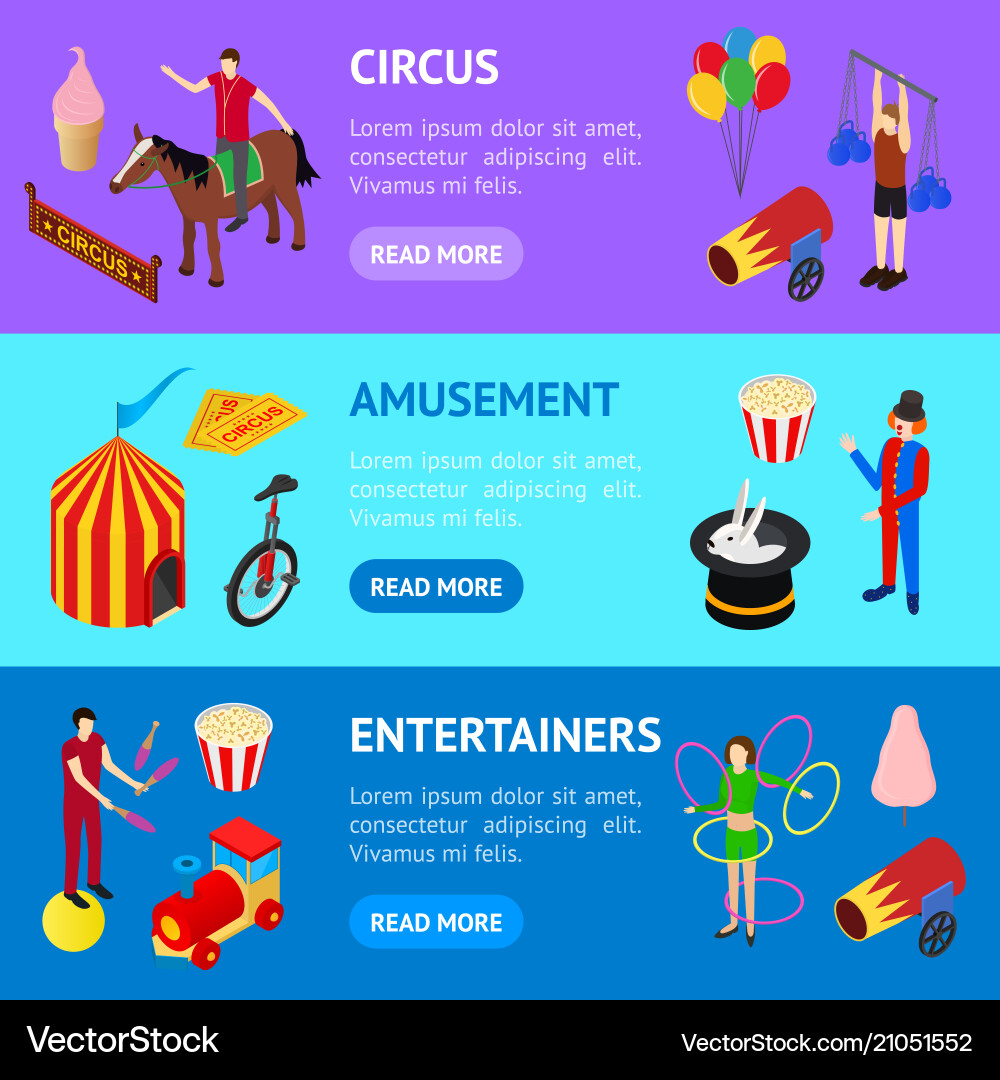 Circus amusement and attraction banner horizontal Circus amusement and attraction banner horizontal vector image