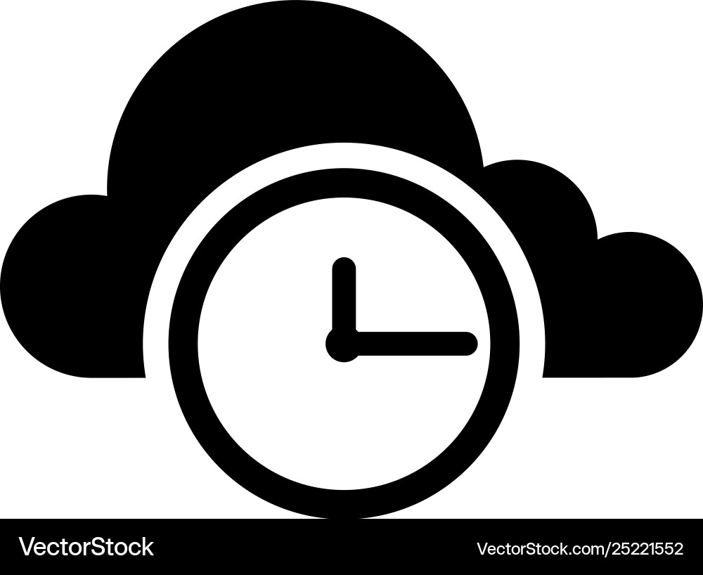 Cloud computing icon with a watch symbol Vector Image