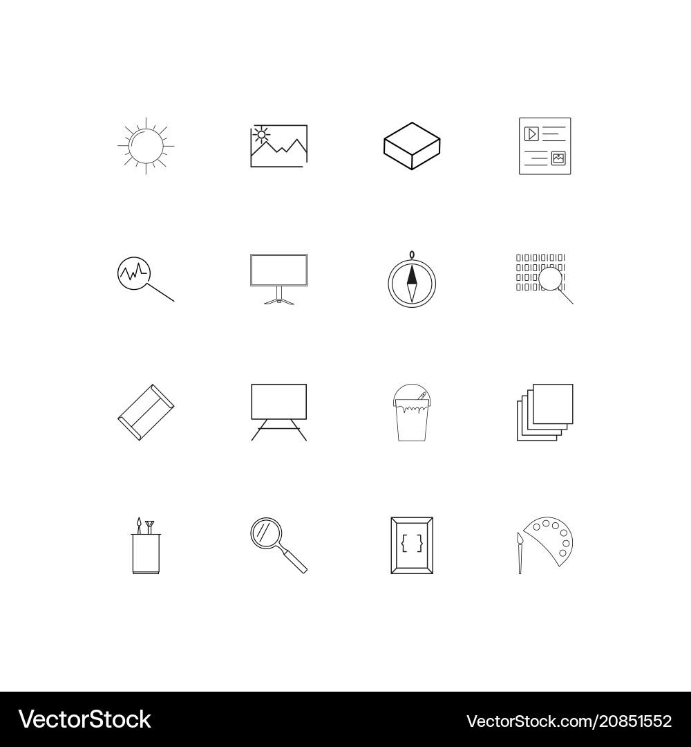 Creative process and design linear thin icons set vector image