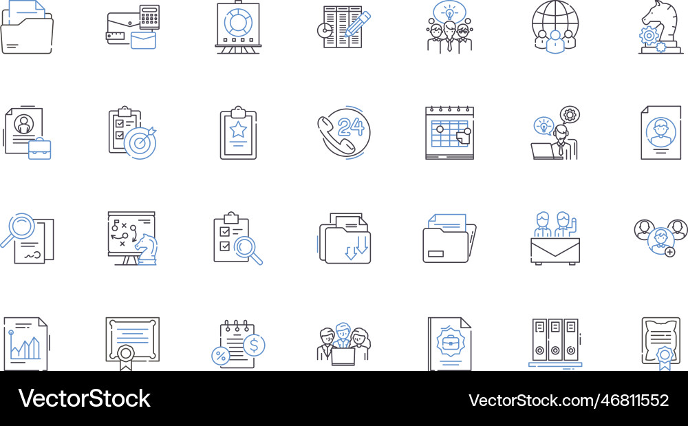 Data pipeline line icons collection integration Data pipeline line icons collection integration vector image