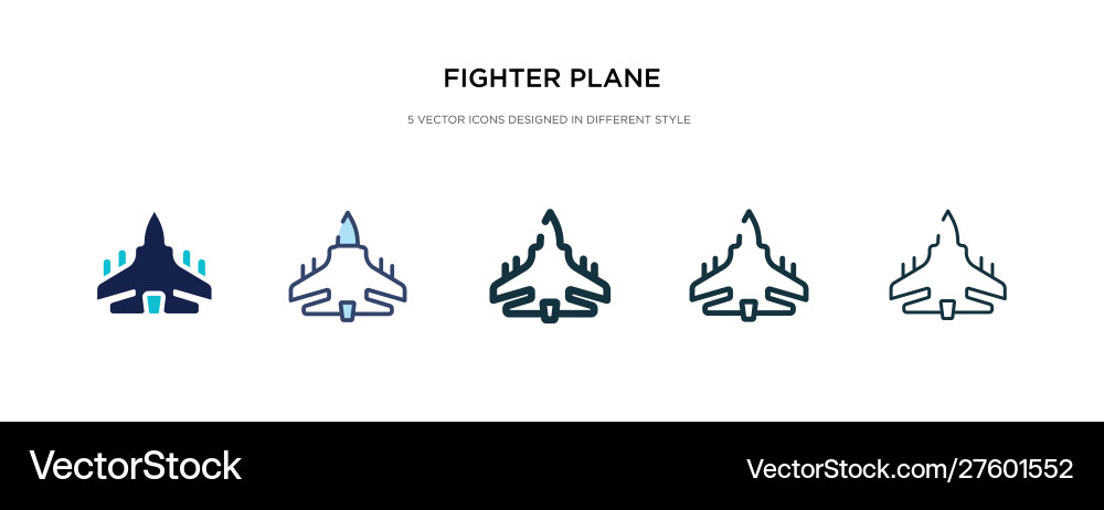 Fighter plane icon in different style two Fighter plane icon in different style two vector image