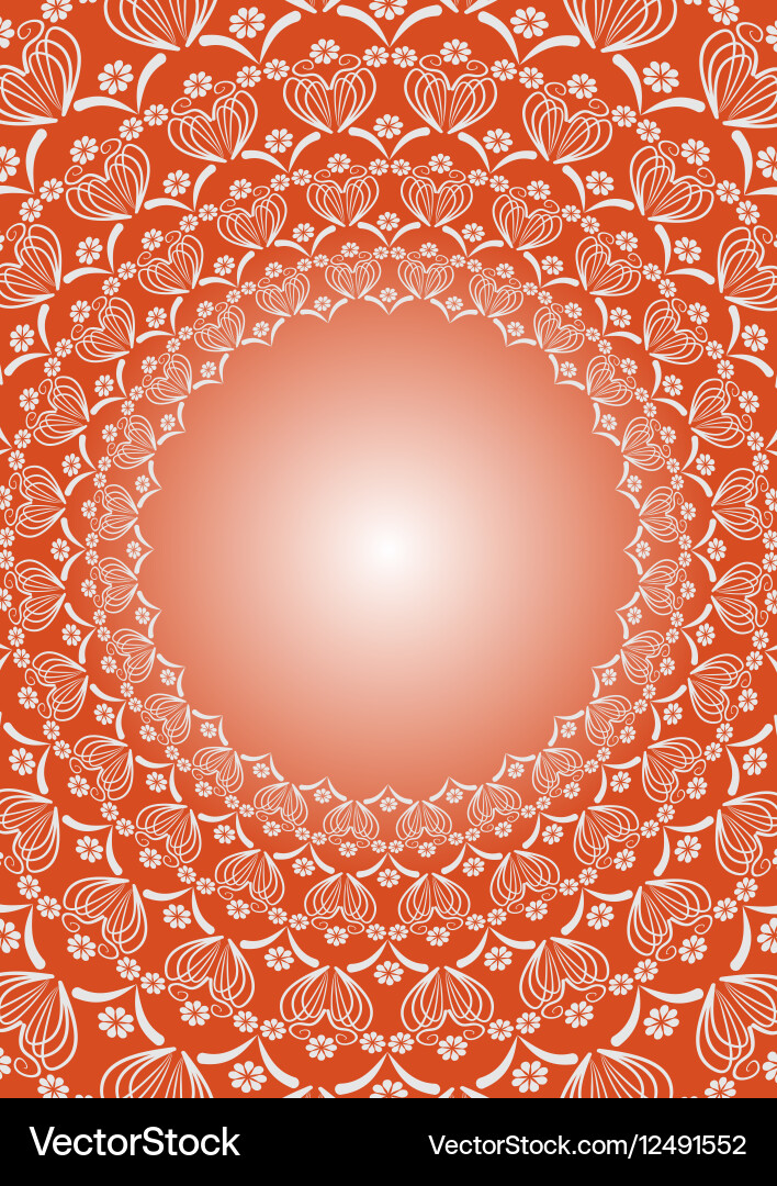 Folklore circular oriented white patterns on red Vector Image