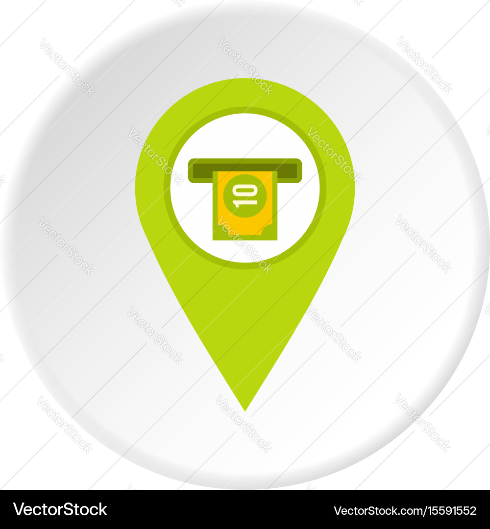 Green map pin pointer with atm sign icon circle Vector Image