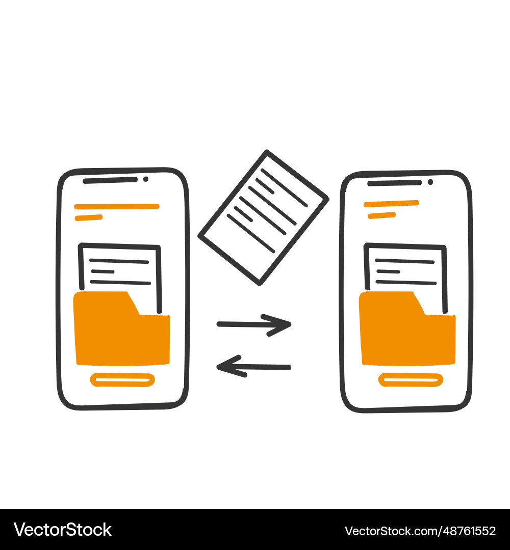 Hand drawn doodle send folder files between Hand drawn doodle send folder files between vector image