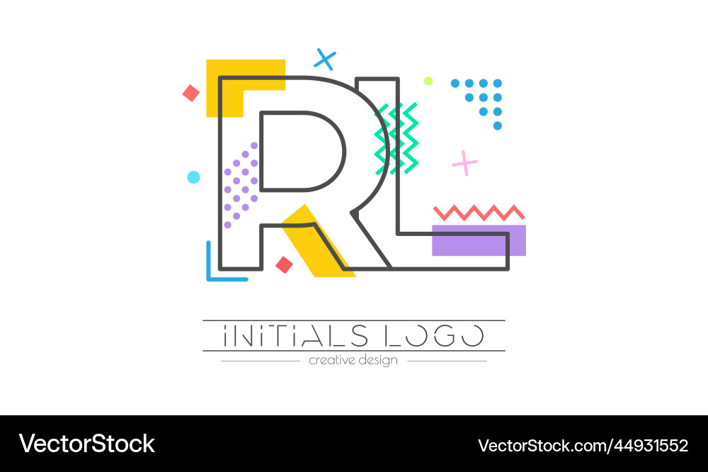 Letters r and l merging of two initials Letters r and l merging of two initials vector image