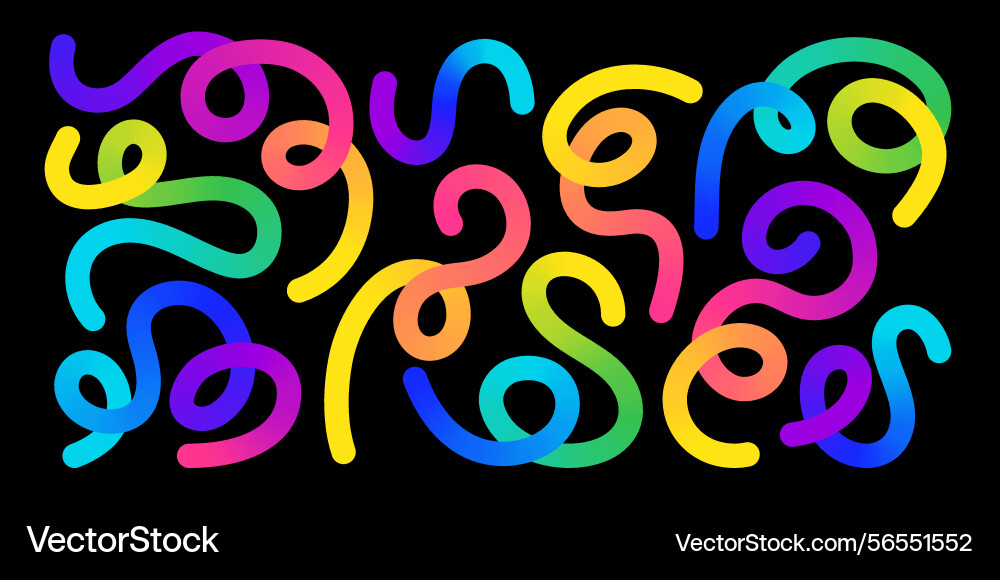 Looping sinuous rainbow swirls - undulating curvy Looping sinuous rainbow swirls - undulating curvy vector image