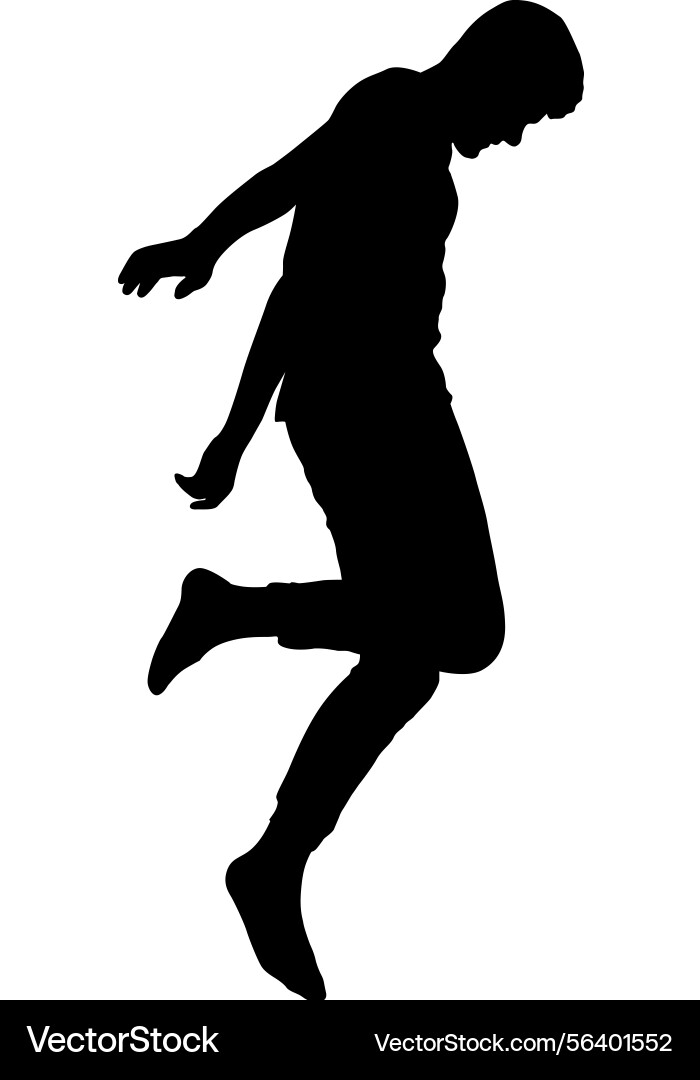 Man dancing in a jump isolated silhouette front Vector Image
