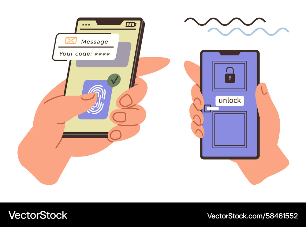 Mobile Two-Step Verification Security Vector Image