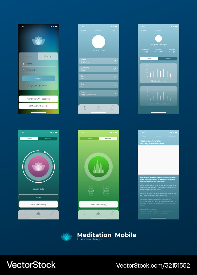 Mobile ui ux template mockup - wireframe Mobile ui ux template mockup - wireframe Vector Image